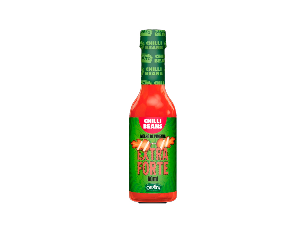 MOLHO DE PIMENTA EXTRA FORTE CHILLI BEANS CEPÊRA 60 ML (CX 12 VD)